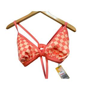 Kona Sol Women's Triangle Bikini Top Swimwear Size D/DD Coral Pink Cup Beach NWT